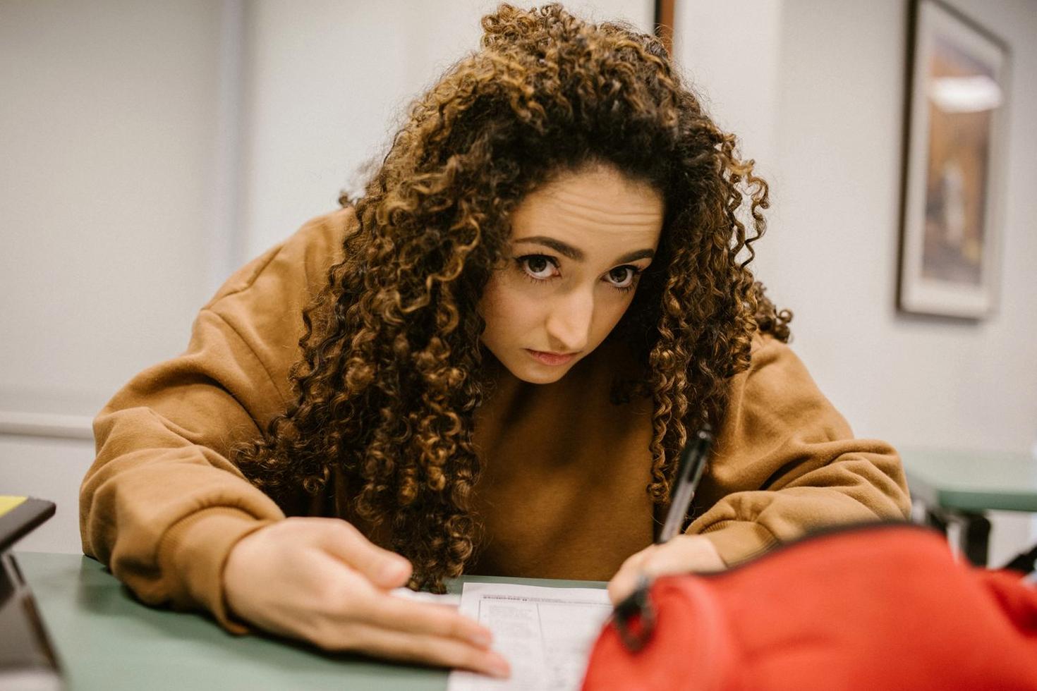 Student taking mock exam